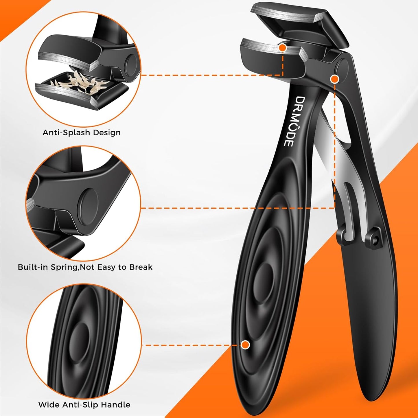 Toenail Clippers for Thick Toenails - Angled Long Handle Design for Seniors | Heavy Duty, Wide Jaw Opening, Black