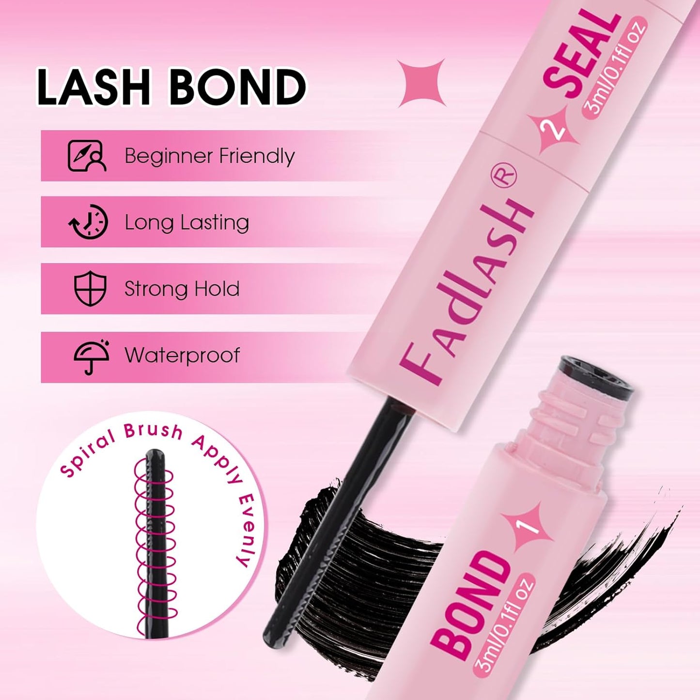 FADLASH 3 in 1 Lash Bond & Seal Remover Set - Gentle Formula for Cluster Lashes | 72-Hour Hold