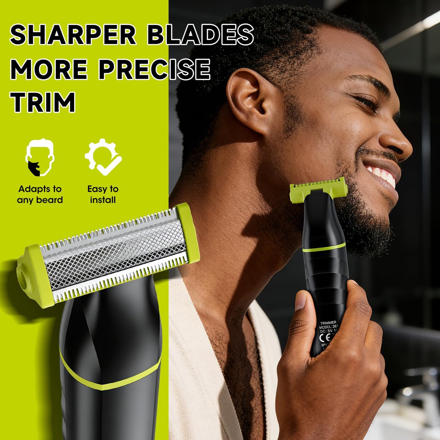 Lanumi 2 in 1 Men's Grooming Kit, Cordless Rechargeable Beard Trimmer, IPX7 Waterproof Electric Razor for Nose Ear Body Hair Trimmer
