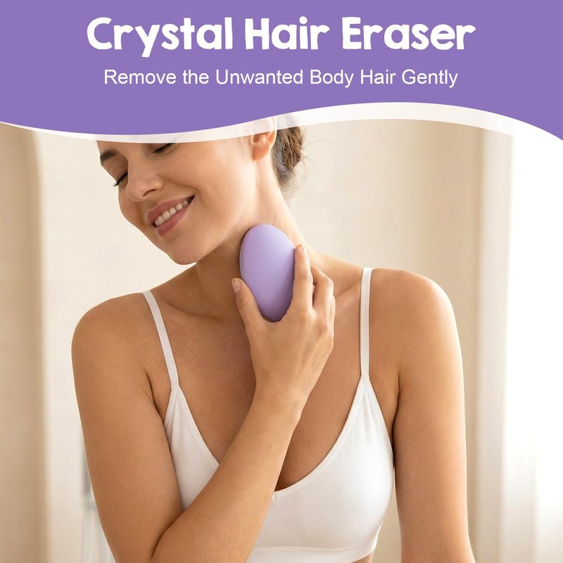 Ptwola Reusable Crystal Hair Eraser Hair Remover Stone for Women Men Portable Body Shaver Device Comfort Effortless Epilator Tool for Legs Back Arms Travel Home Beauty Accessories