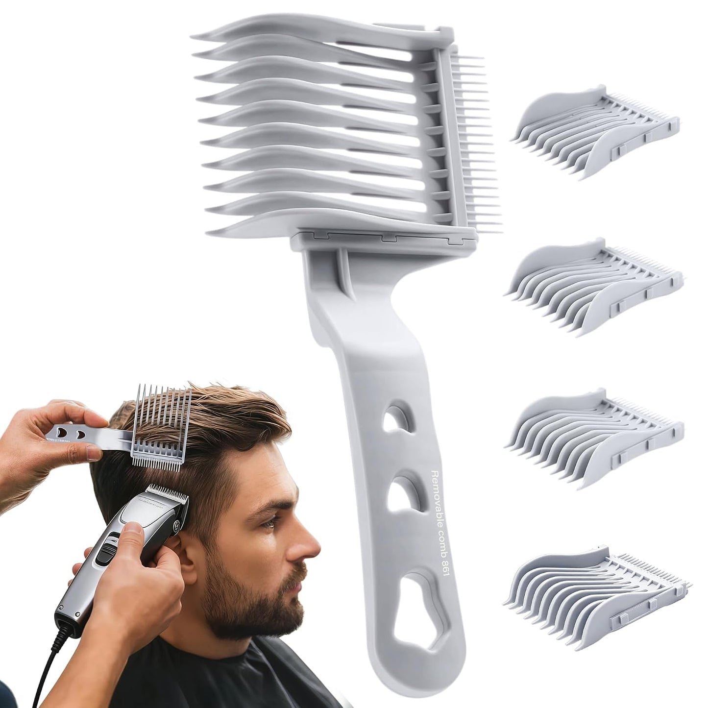 Detachable Blend Friend Fade Comb Set - 4-in-1 Pro Hair Cutting Tools for Men | Compatible with All Hair Clippers (Black)