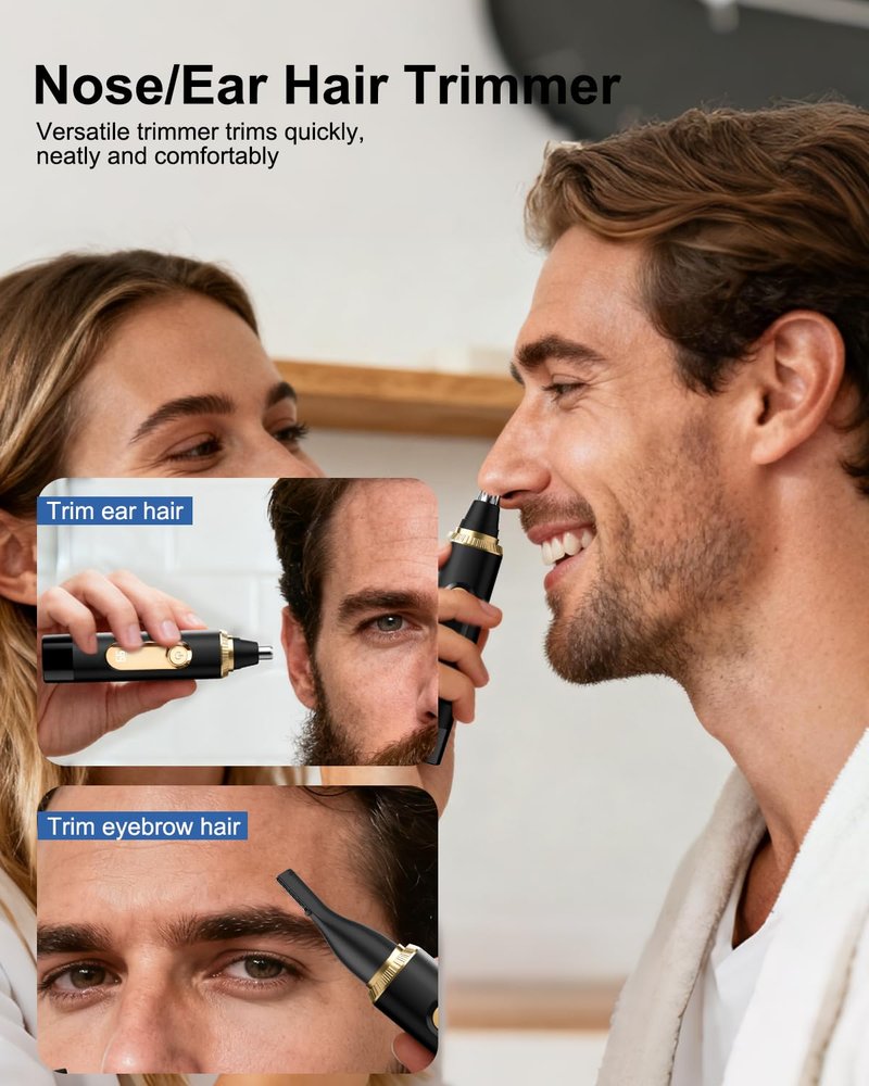 RAXMETRY Nose Hair Trimmer for Men,2026 Professional Painless IPX7 Waterproof,USB Rechargeable with LED Display Dual-Edge Blades,Black