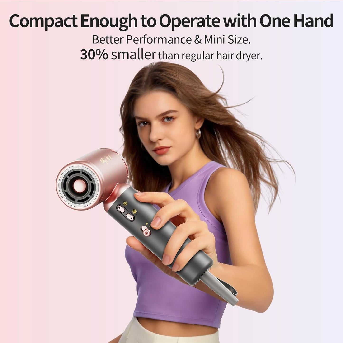 Travel Mini Hair Dryer - Dual Voltage 100-250V | High-Speed 110,000 RPM with European Plug Adapter & Concentrator Nozzles