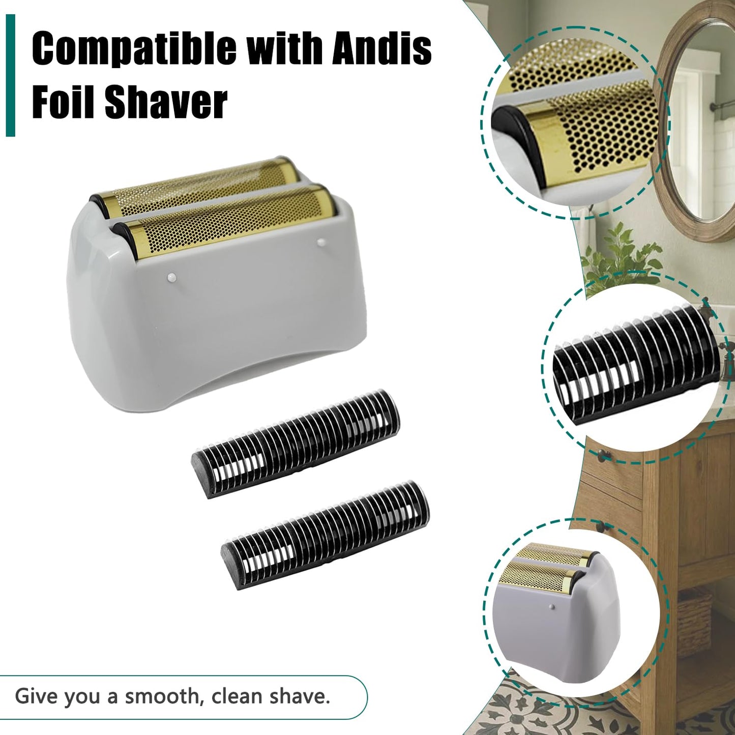 Rose Gold Replacement Foil Compatible with Andis TS-1 17220 17230 Foil Shaver, Compatible with Andis 17220 Pro Foil Lithium Plus Titanium Foil Shaver Replacement Foil Head -1 Pack