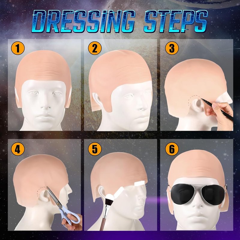 Bald Caps for Men & Women - Nylon Makeup Wig Cap with Glasses | Cosplay Costume Accessory