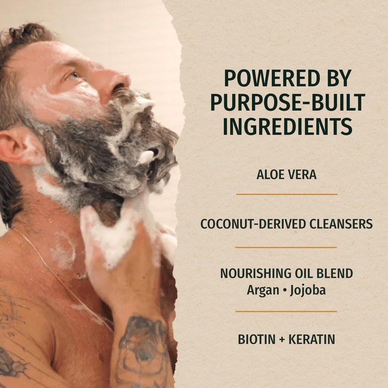 Live Bearded Beard Wash & Conditioner Kit for Men - Deep Cleansing Shampoo and Hydrating Softener, Natural Water-Based Formula, 8 oz | Forge - Hinoki Cypress, Clove, Amber