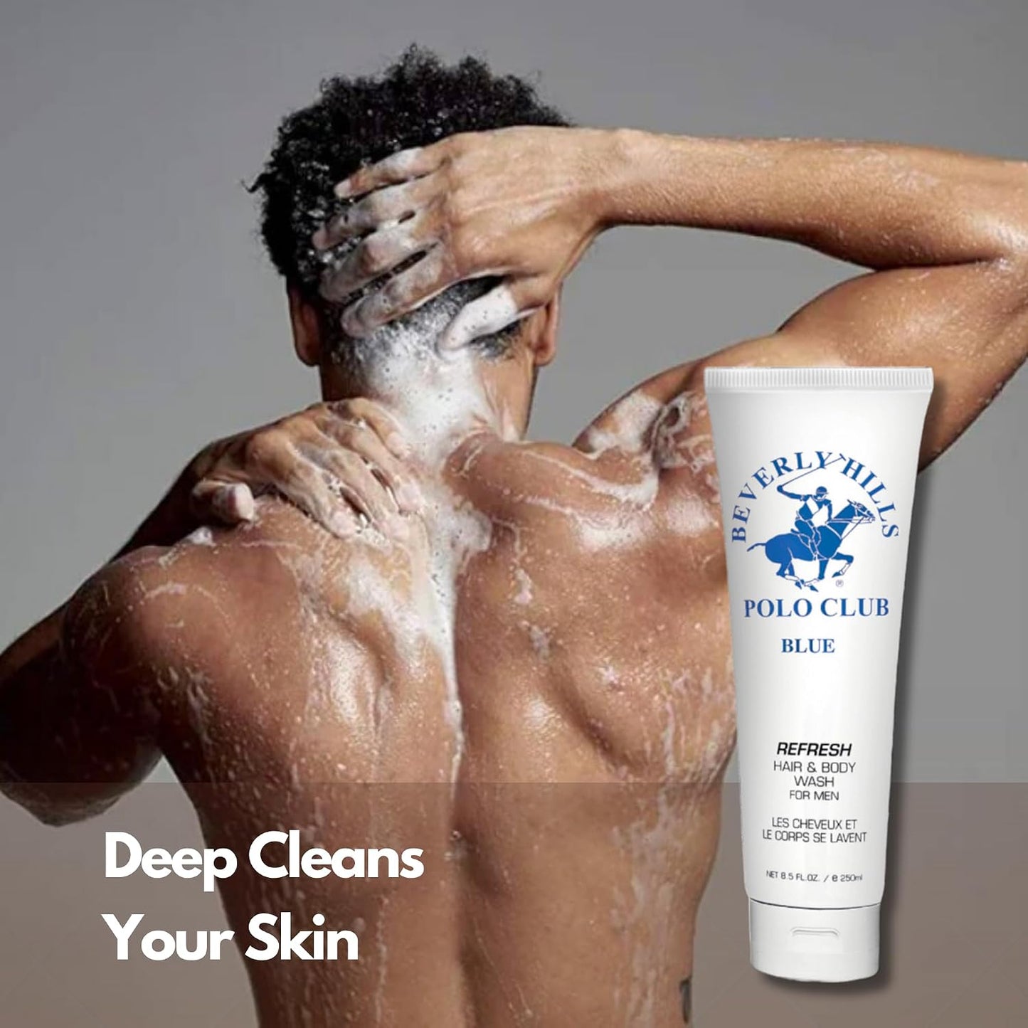 Men's Hair & Body Wash - Refreshing Cleansing Formula | Luxury Designer Scents - Long-Lasting Fragrance (Blue)