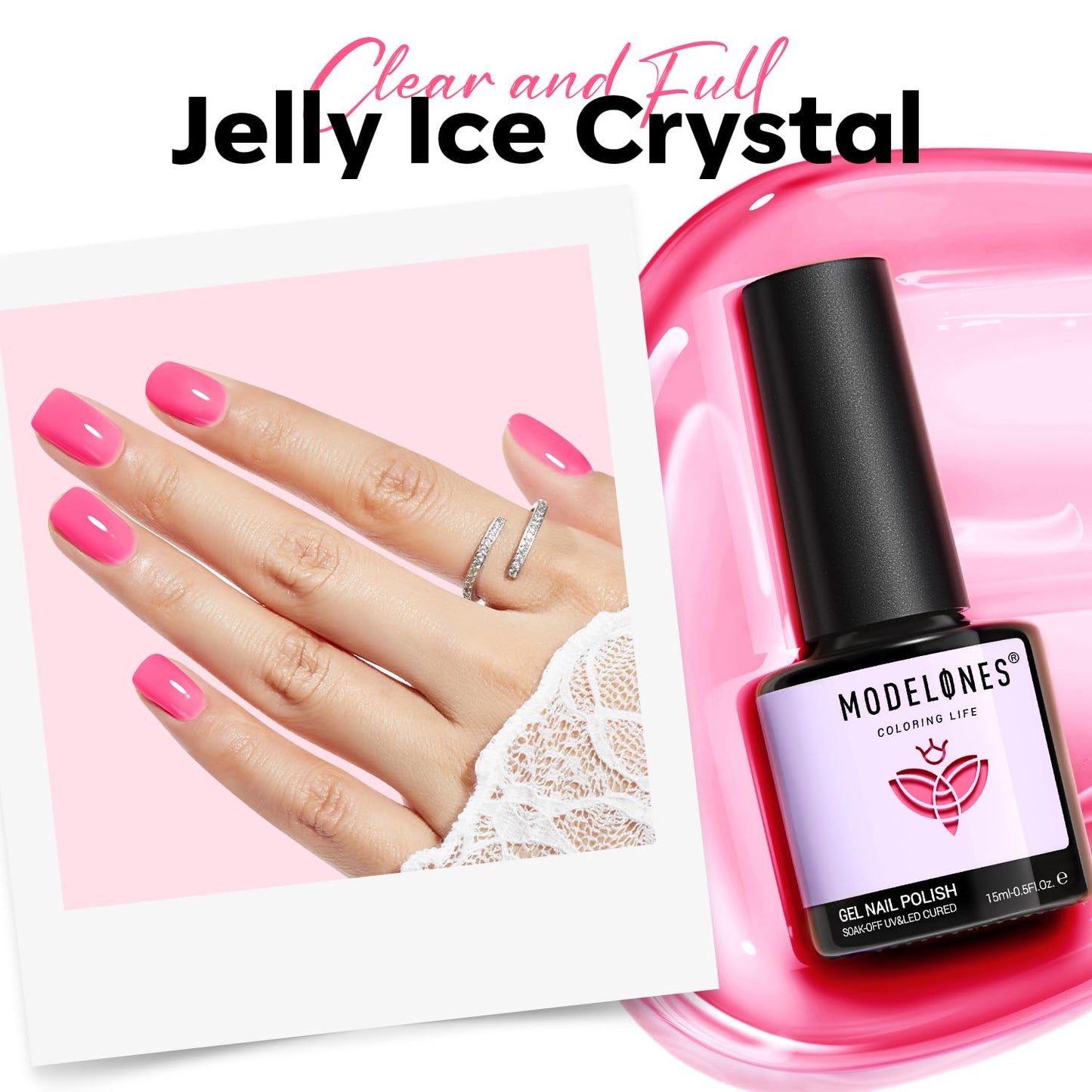 Pink Gel Nail Polish - Translucent Jelly Rose Color for Vibrant Summer Nail Art | 15ML