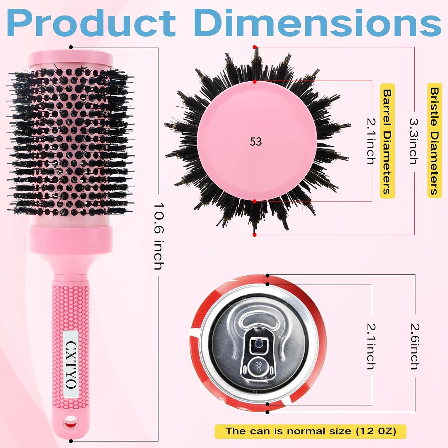 Large Round Hair Brush - Nano Thermal Ceramic & Ionic Technology for Blowouts | Ideal for Long Thick Hair (3.3 Inch Barrel)