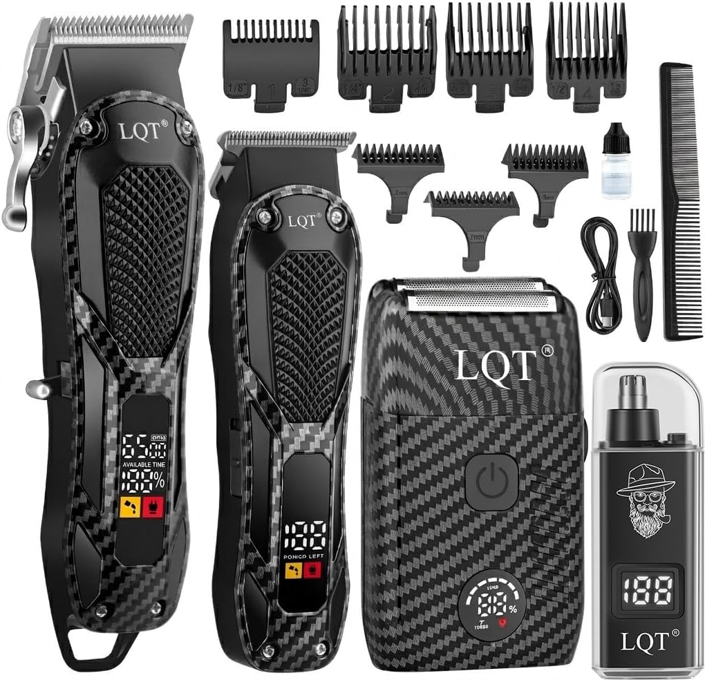 Rechargeable Cordless Hair Clippers for Men - Professional Beard Trimmer & Electric Shaver Kit | LCD Display, Perfect Gift for Dad