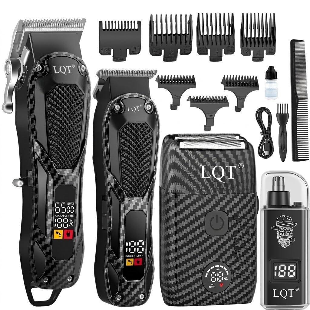 Professional Hair Clippers for Men Rechargeable Cordless Beard Trimmer & Electric Shaver, Hair Cutting Kit with LCD Display Gift for Dad, Husband, Men