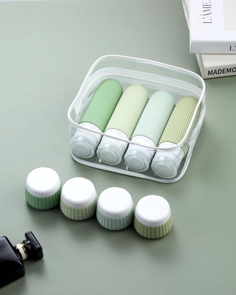 Travel Bottles 8 Pack - TSA Approved 3 oz Leak Proof Silicone Containers | Clear Bag Included