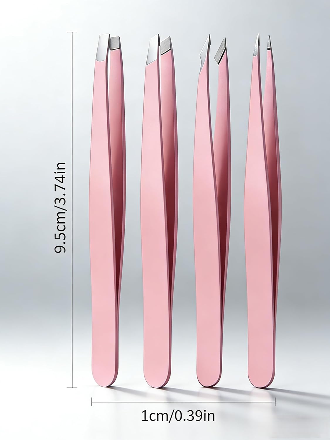 Stainless Steel Pink Tweezers Set - Precision Eyebrow & Facial Hair Removal | Travel Bag Included
