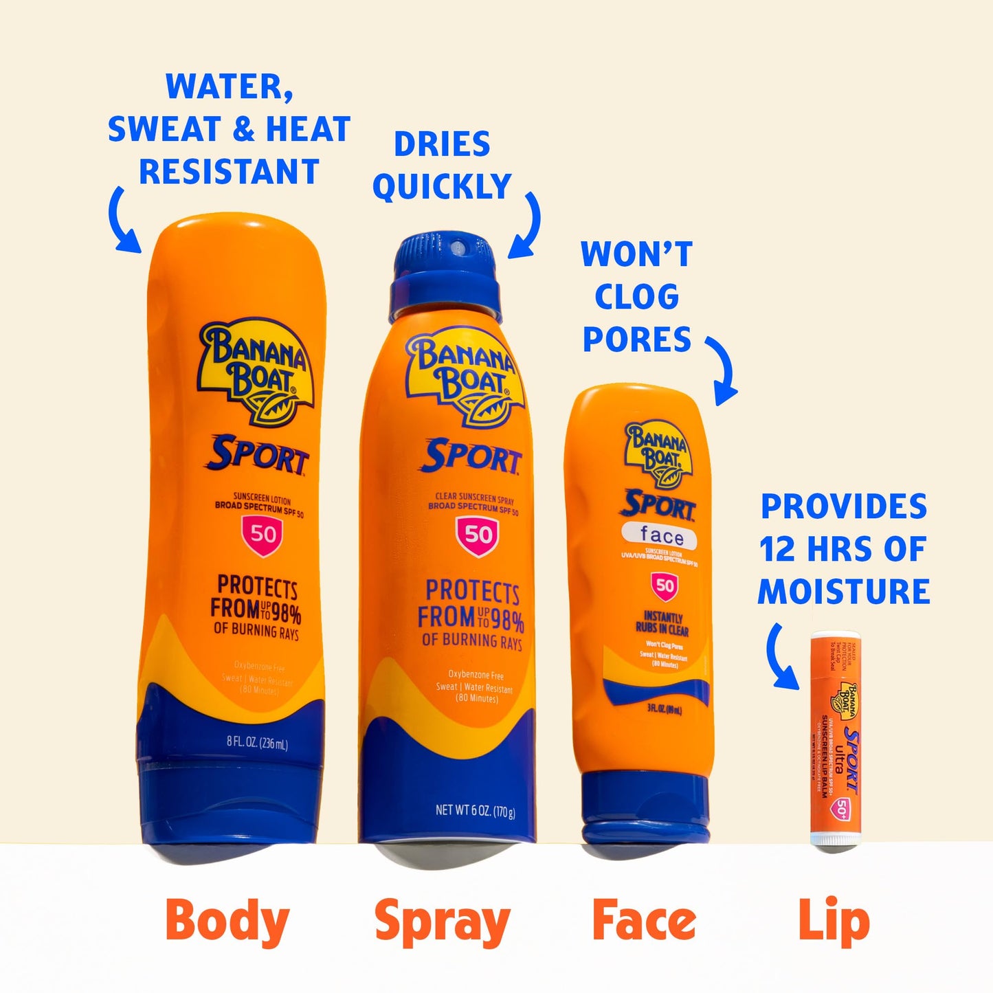 Banana Boat Sport Ultra SPF 50 Sunscreen Spray | Banana Boat Sunscreen Spray SPF 50, Water Resistant, Oxybenzone Free, Sunblock, 6oz each Twin Pack