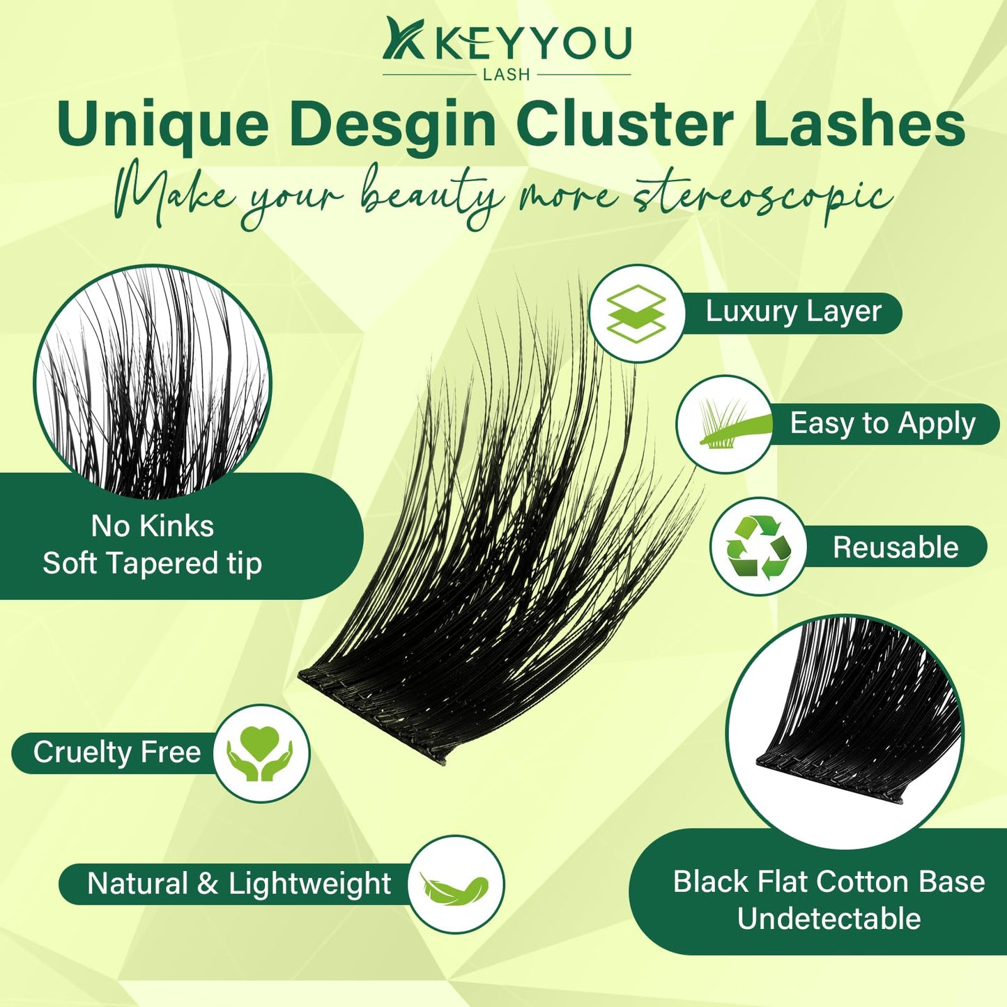 KEYYOU Lash Clusters 3D Effect Eyelash Clusters 144pcs D Curl Wispy Lashes Cluster Lashes 8-18MIX Natural Soft DIY Lash Extension at Home(PuffSilk V3D05-D-8-18MIX)