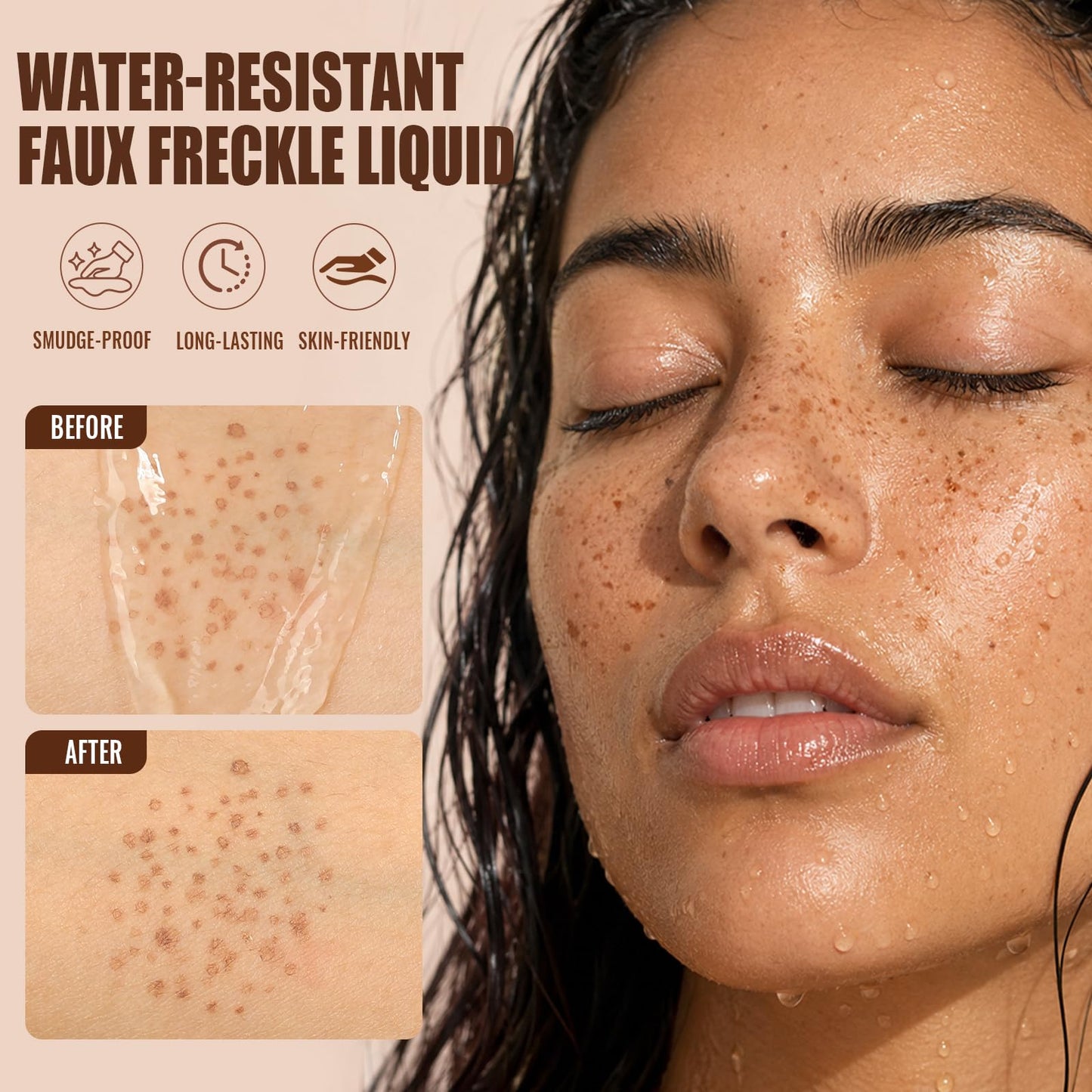 Pudaier Freckle Pen - Waterproof Faux Freckle Stamp With a Silicone Puff, Liquid Freckle Natural-Looking Freckle Makeup, Long-Lasting Magic Fake Freckles Marker for Sunkissed Makeup, 04 Ash Chestnut
