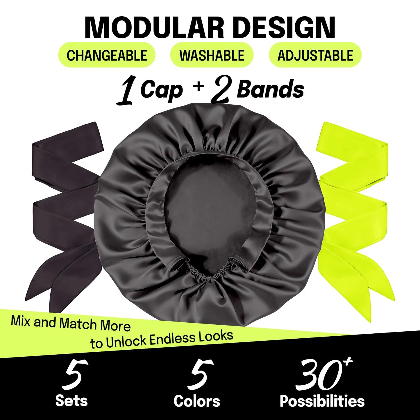 Fittia Silk Satin Large Bonnet Sleeping: Adjustable XL for Long Curly Braid Sleeping, Tie with Single-Layer Breathable