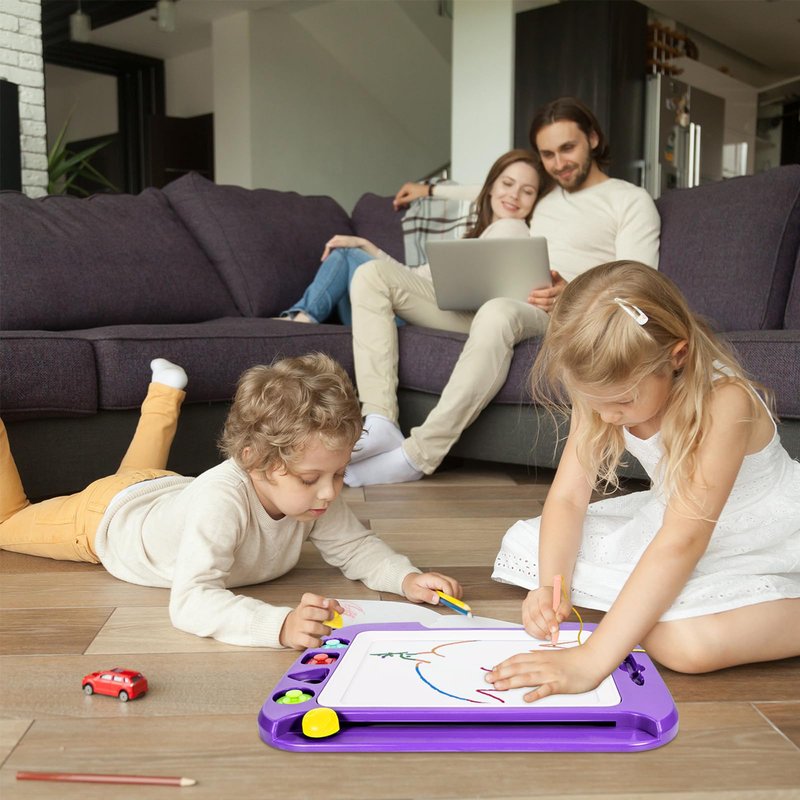 SGILE Toddler Toys for Kids, Large Magnetic Drawing Board for Birthday Gift, Toys for 1 2 3 4 Year Old Girls Boys, Etch & Sketch Pad with 4 Stamps, Learning and Educational, 16 ×13 in, Purple
