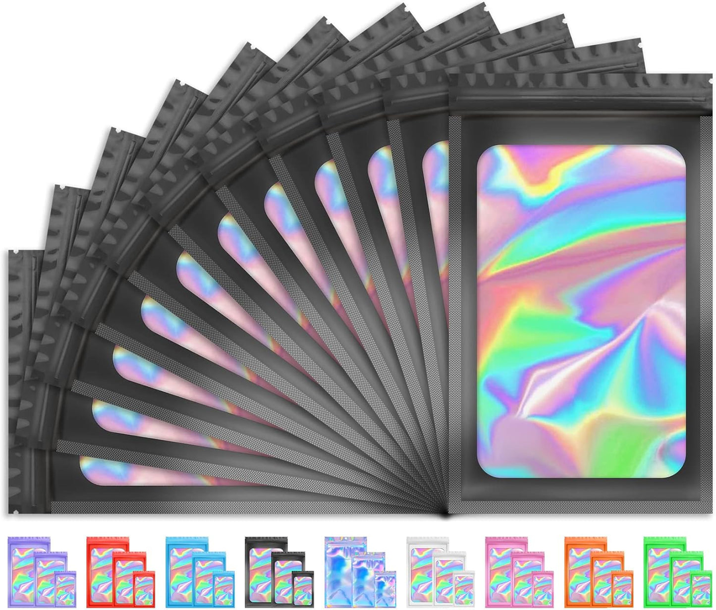 Holographic Smell Proof Bags - 100 PCS Resealable Mylar Gift Bags for Food & Jewelry | 3x5 Inch