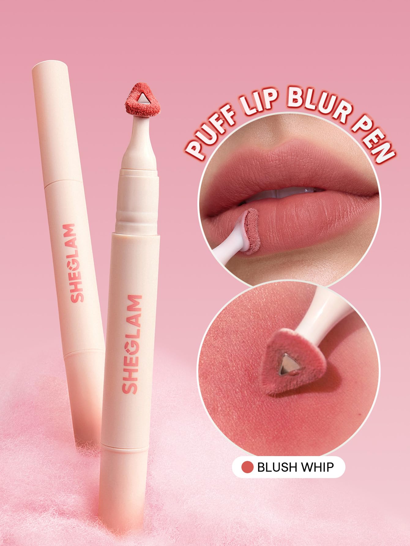 SHEGLAM Marshmallow Puff Lip Blur Pen Matte Lipstick for Long-lasting Hydrating Lip Makeup-136 Blush Whip