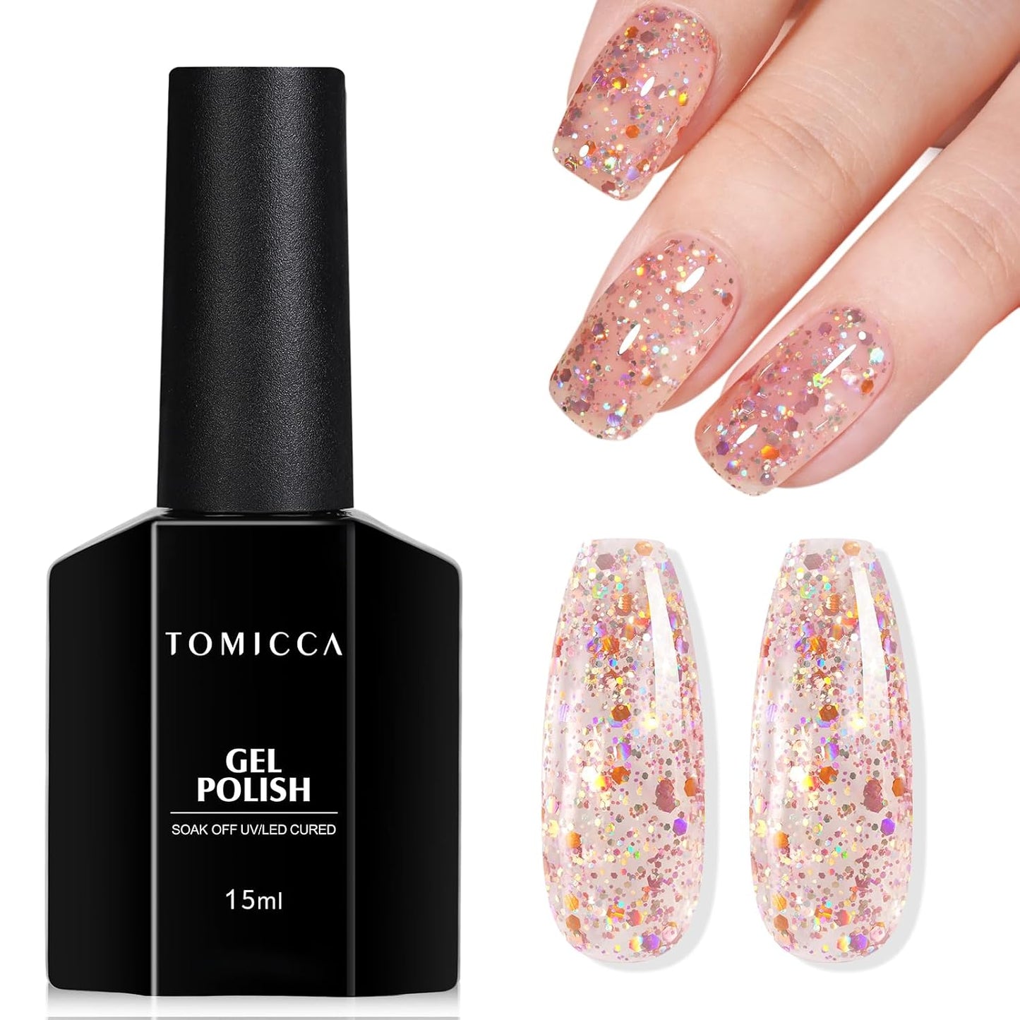 TOMICCA Gel Nail Polish - Dark Orange Autumn Winter Color | Long Lasting High Gloss Soak Off UV LED for DIY Manicure