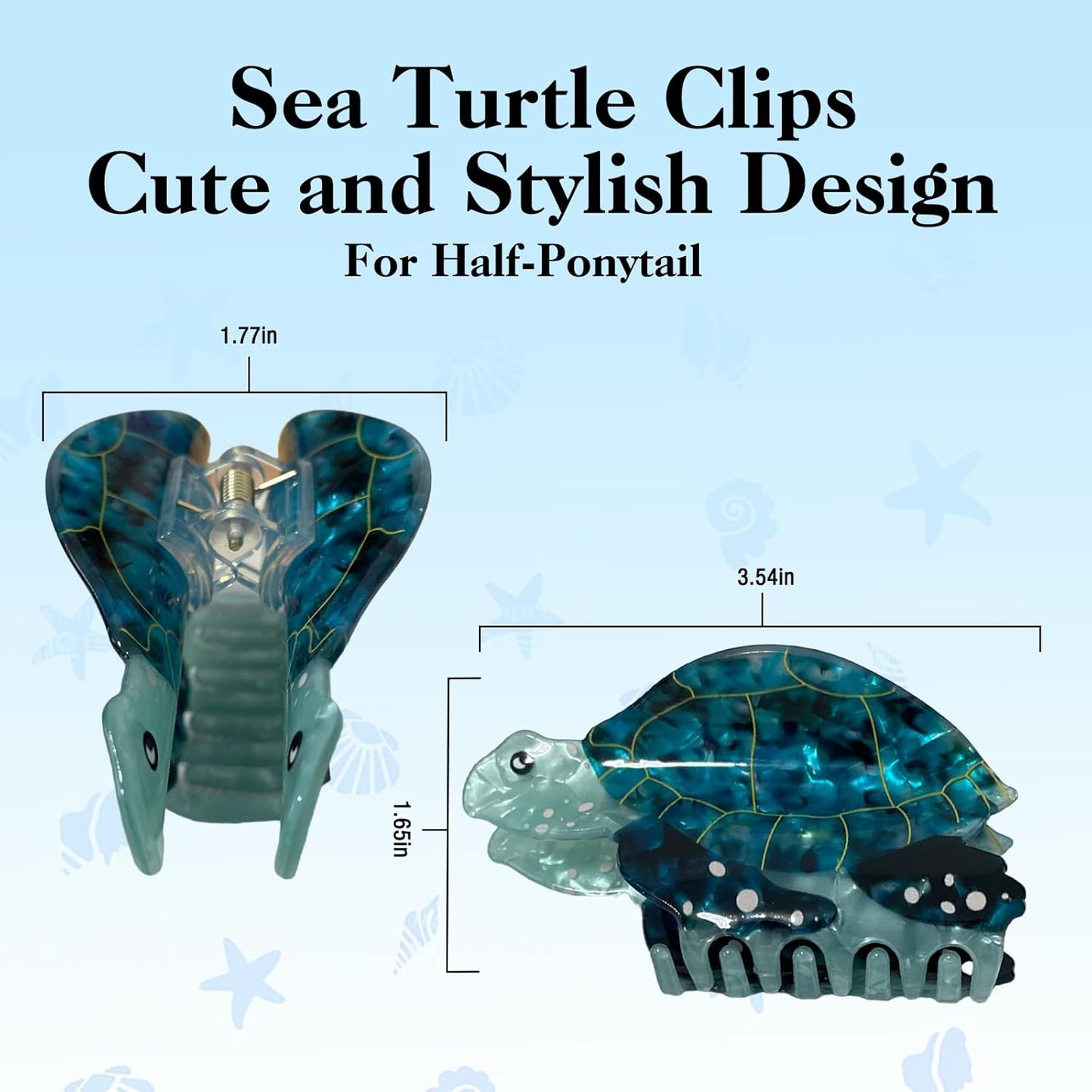 Green Sea Turtle Hair Clip - Fun Ocean Animal Claw Clip for Women | Perfect for Summer, Birthdays & Special Occasions