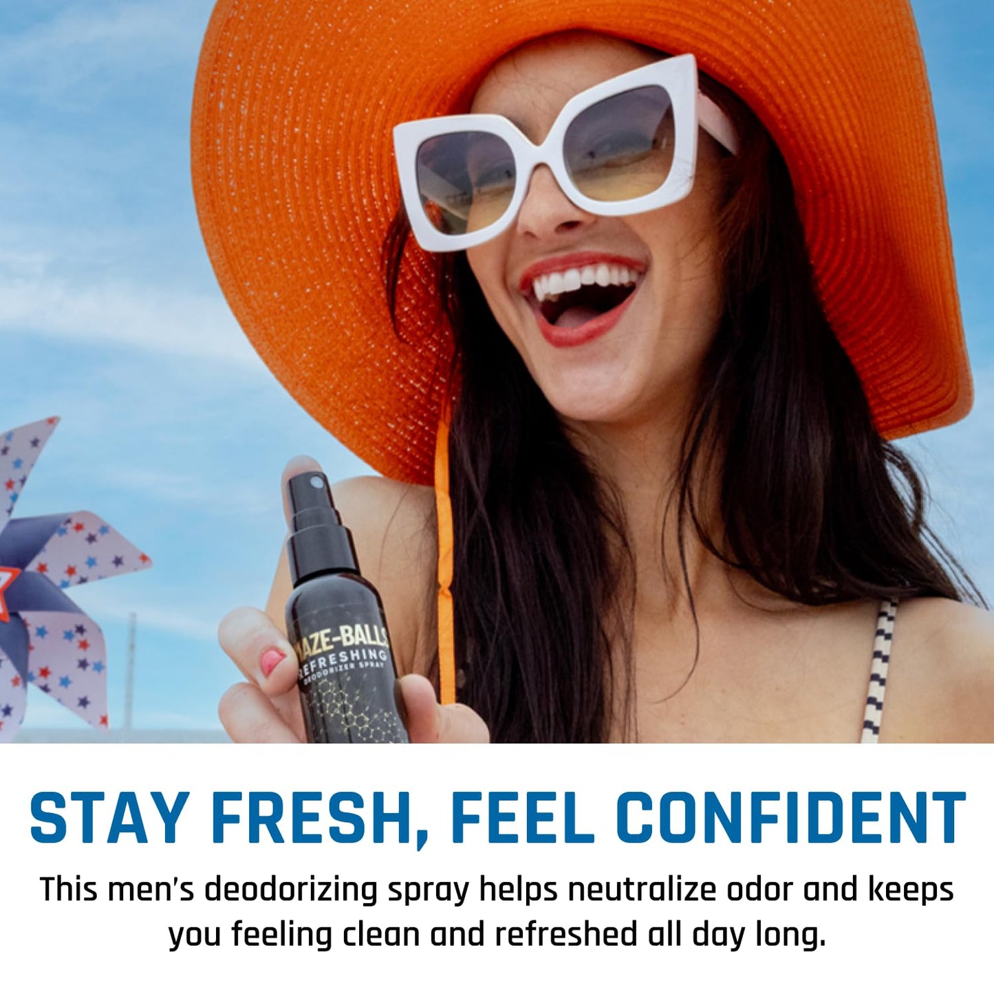 Derm Dude Amaze Ball Deodorant Spray for Men | Anti-Chafing Groin & Sack Spray with DeoPlex & Aloe Vera | Odor & Sweat Control for Private Parts | Alpine Breeze Scent, Talc-Free, 2oz