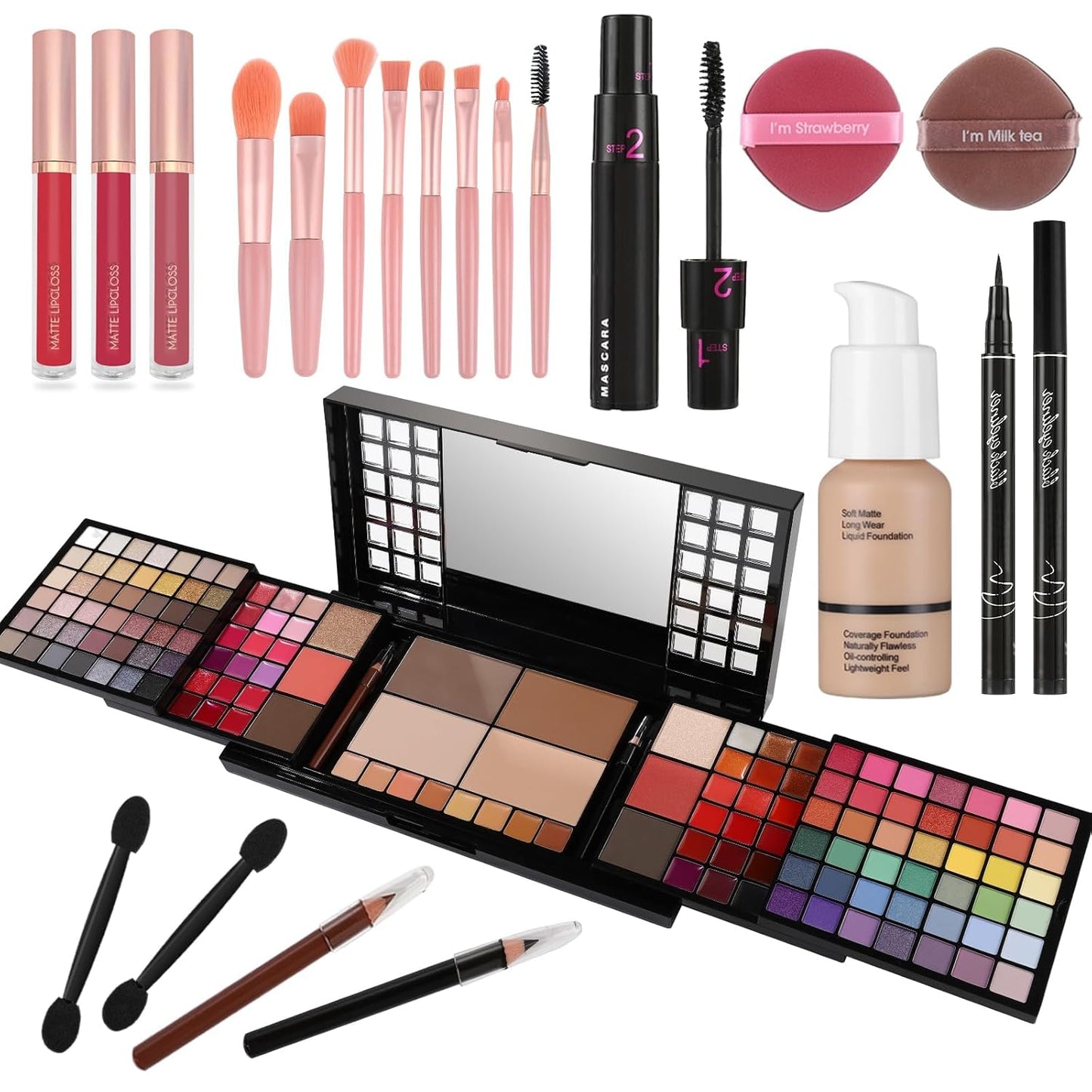 All-in-One Makeup Kit for Women - 186 Color Palette with Eyeshadow, Lip Gloss, Concealer & More | Perfect Valentine’s Gift