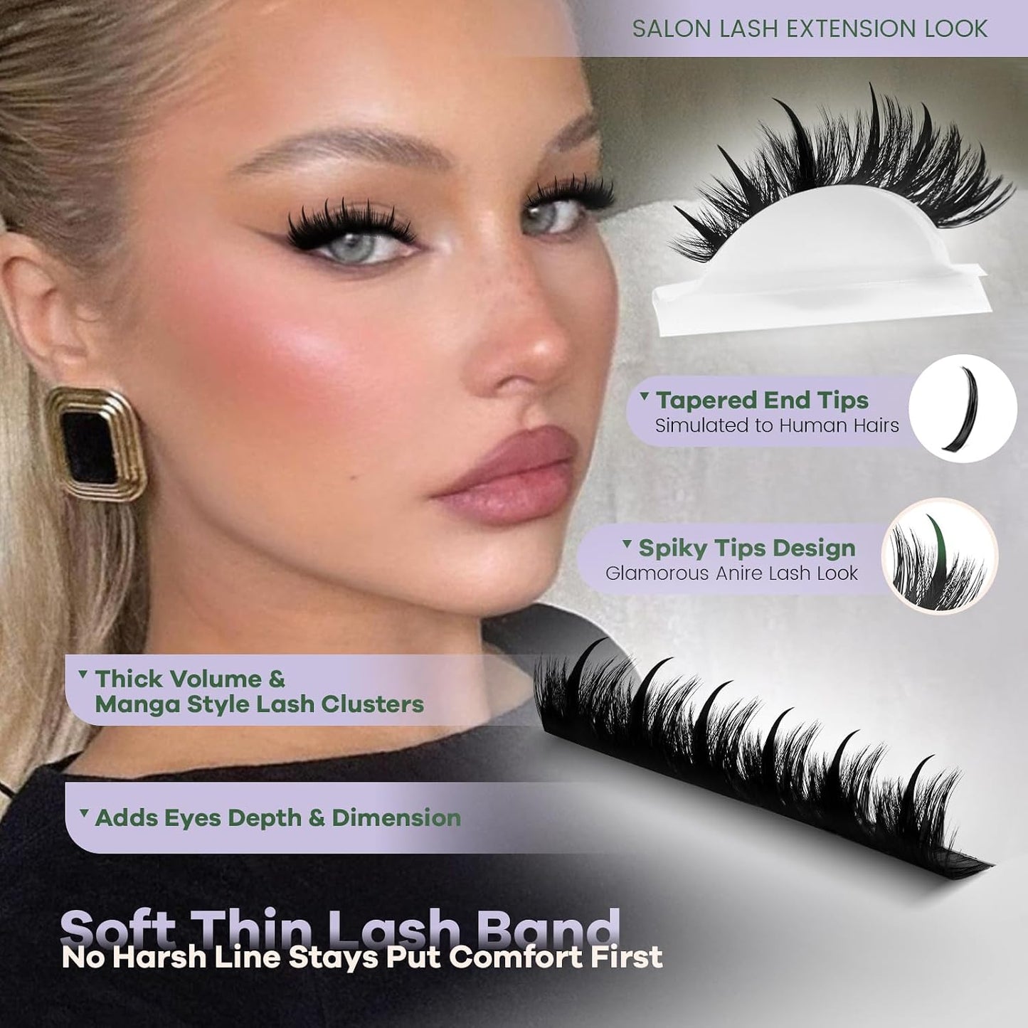 Manga Lash Clusters Kit - 200D Wet Look Anime Lashes | 12-20mm Wispy Fluffy Individual Lashes for Cosplay & Daily Makeup