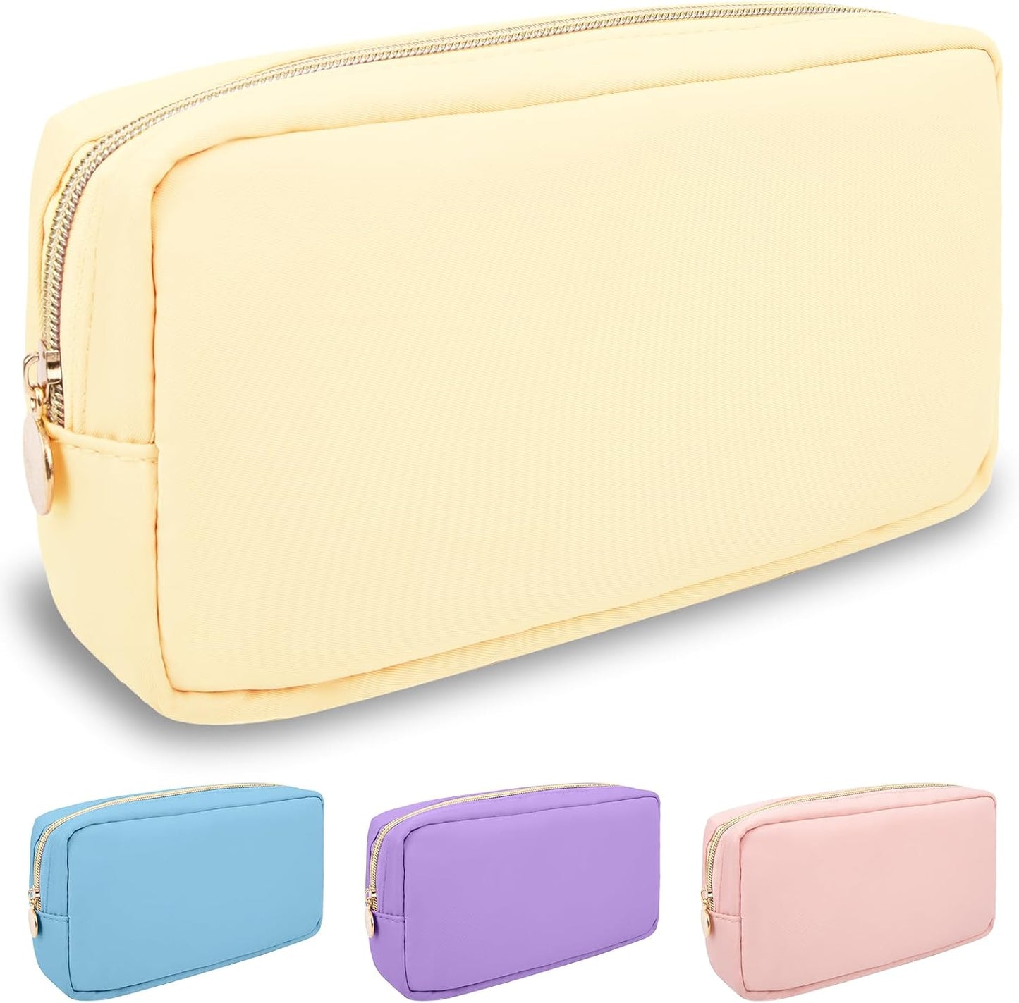 Floral Makeup Bag - Cute Pink Nylon Zipper Pouch for Travel | Waterproof Cosmetic Organizer for Women