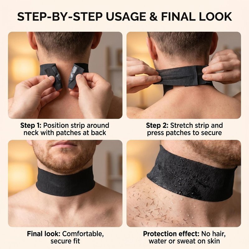 2 Rolls 200 Strips Black Disposable Barber Neck Strips, Stretchable Neck Tape for Salon Hair Cutting, Professional Barber Supplies Accessories