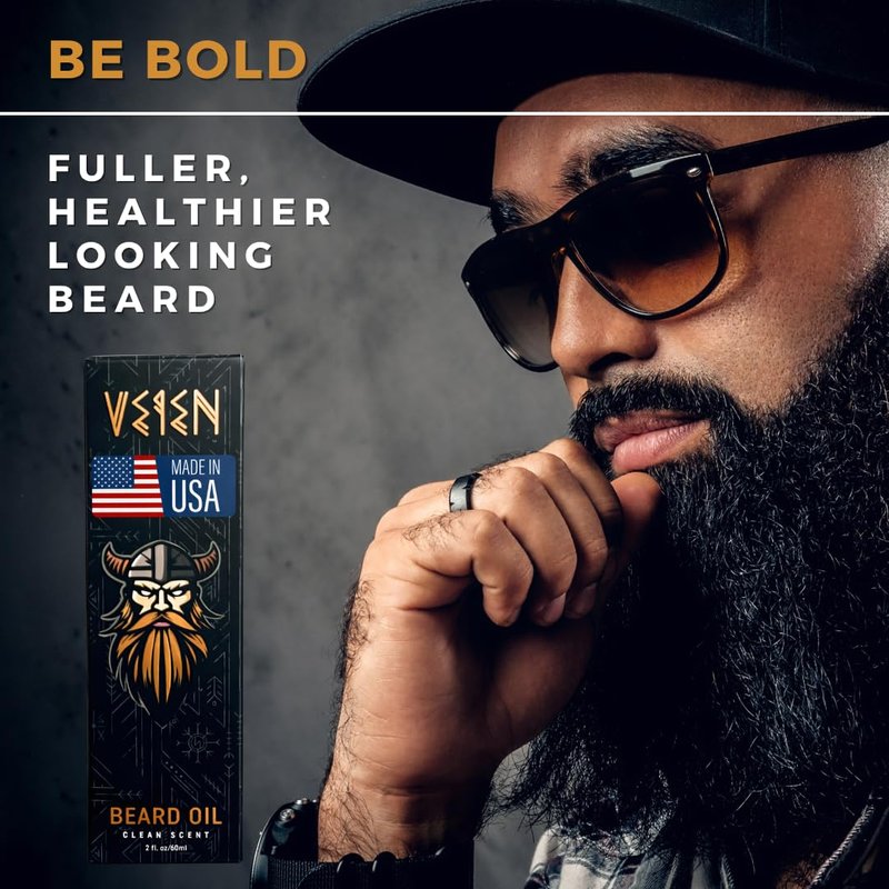 Veien Beard Oil for Men - Clean White Tea Masculine Scent - Softens & Conditions Beard, Moisturizes Dry Skin, Stops Beard Itch & Dandruff - 2oz Non-Greasy Premium Beard Grooming Oil