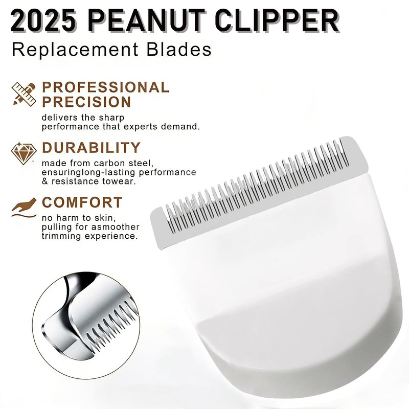 2 Pack Professional Peanut Replacement Blades with 4 Professional Clipper Guards, Precision Ground for Smooth Cutting, Snap-On Design, Compatible with Wahl Peanut Clipper/Trimmer #2068-300, White
