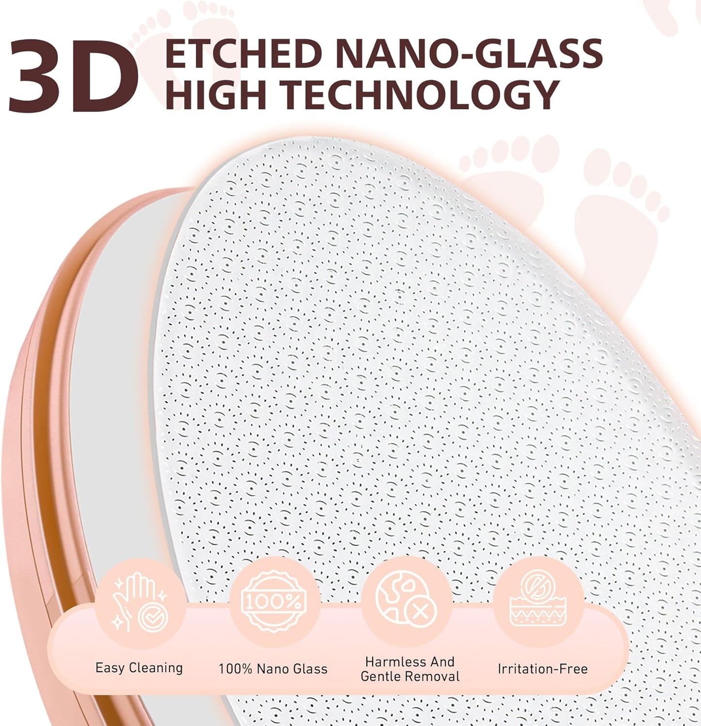 Glass Foot File Callus Remover - Nano Glass Scraper for Dead Skin, Professional Pedicure Tool | Apricot Color