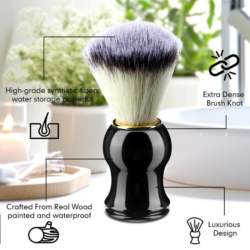 Patelai 4pcs Shaving Brush for Men Hand Crafted Shaving Brush for Wet Shave Using Shaving Cream Premium Quality Hair Bristle Bamboo Black Handle Shave Brush for Bearded Man Father Boyfriend Gifts