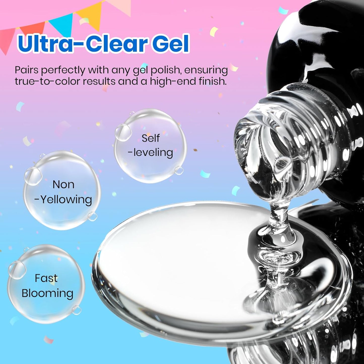 Beetles Blooming Gel - 15ml Clear UV LED Nail Polish for Marble Floral Design | Soak Off DIY Manicure