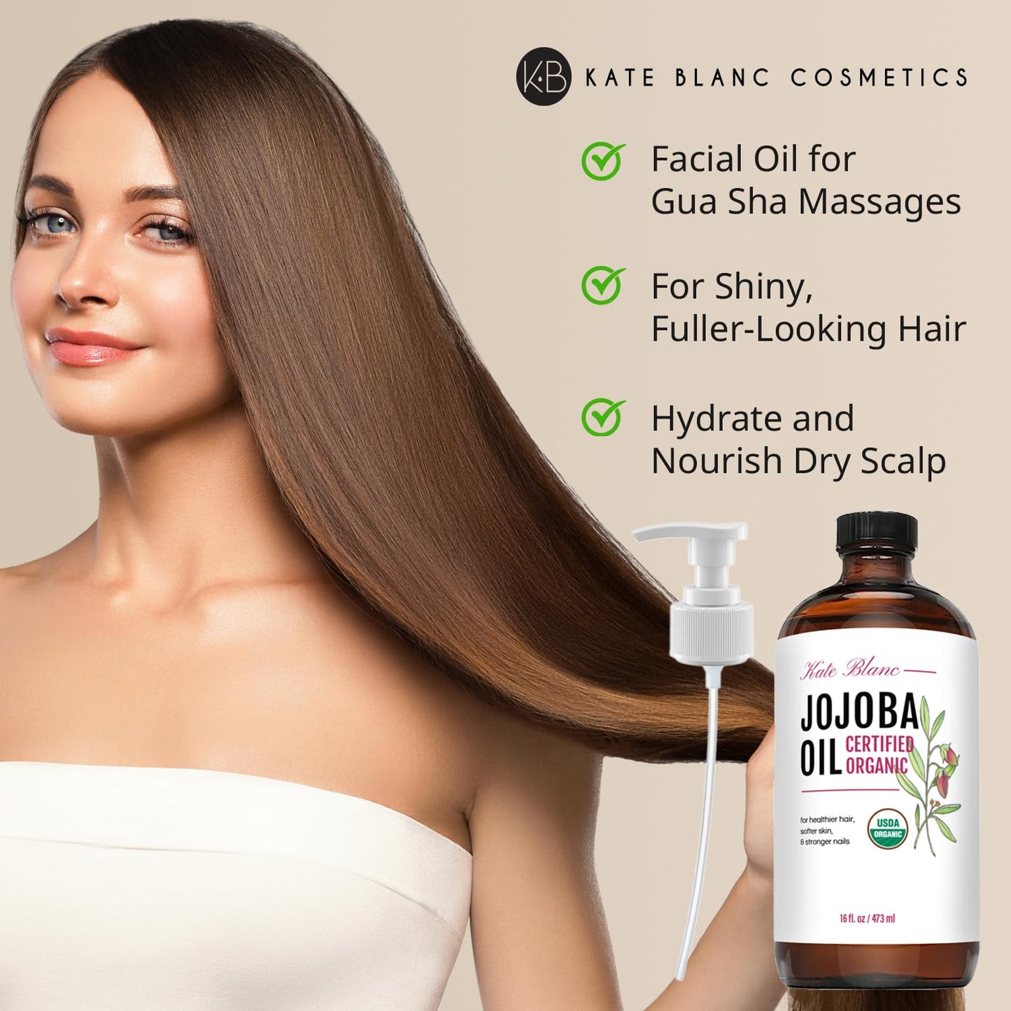 Jojoba Oil for Hair, Face & Skin - Organic & 100% Pure | 16oz Gua Sha Massage Oil
