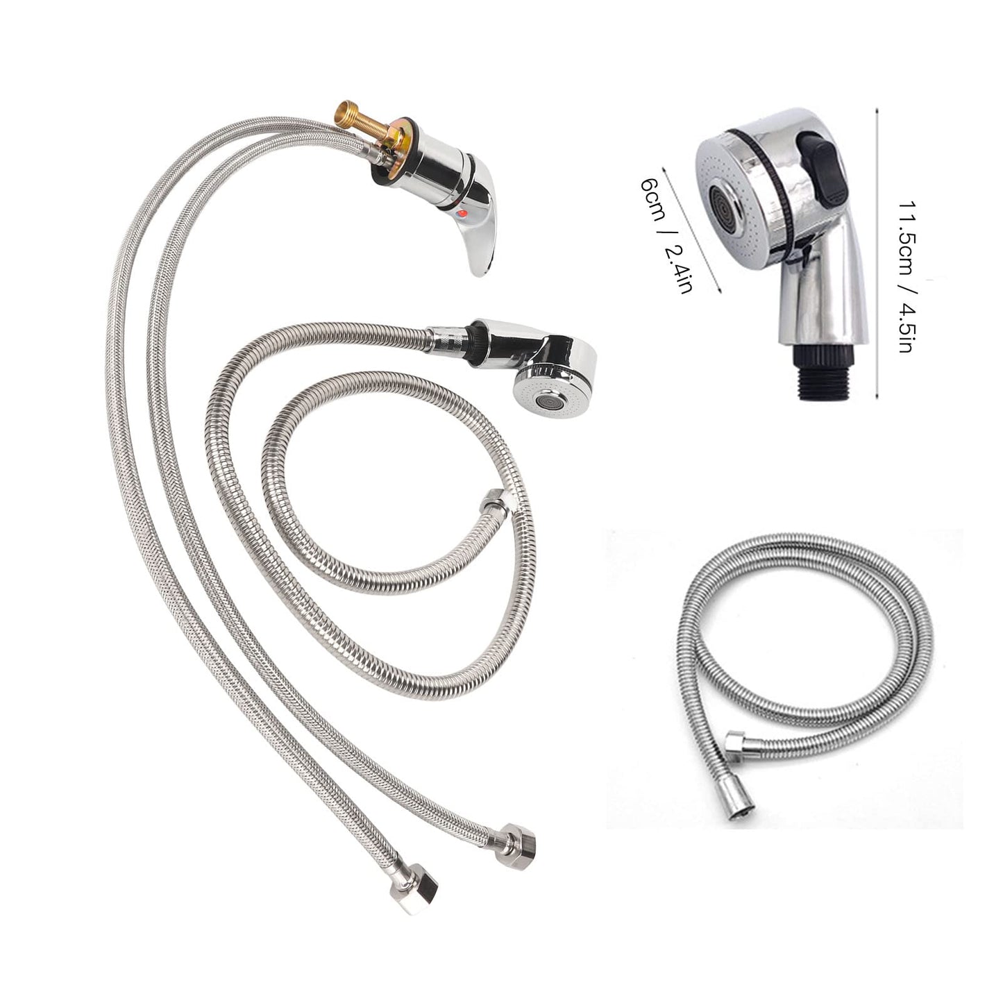 Salon Shampoo Sink Bowl Faucet and Sprayer Kit Ceramic Valve Sealing Hot Cold Shampoo Bed Faucet Sprayer Kit for Shampoo Bed Bowl Backwash Unit with Hose 1.2m