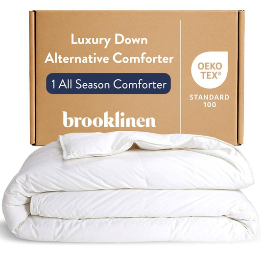 Brooklinen Heavyweight Down Alternative Comforter - King/Cali King - Extra Warm Winter Duvet Insert - Thick, Cozy 100% Cotton Sateen Shell, Baffle Box Construction - Luxury Plush Bedding