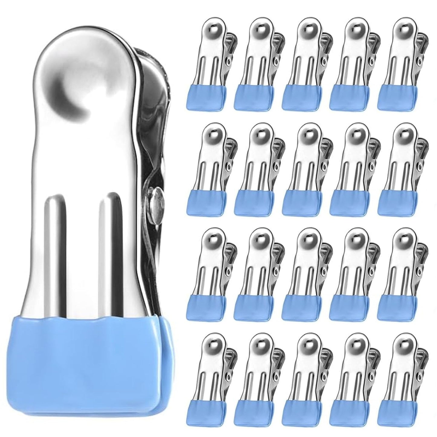 20 Pack Clothes Pins 2 Inch Mini Clothespins and Chip Clips for Food Bag Sealing Photo Hanging Snacks Organization Heavy Duty Plastic Clips for Kitchen Office and Home Use Blue