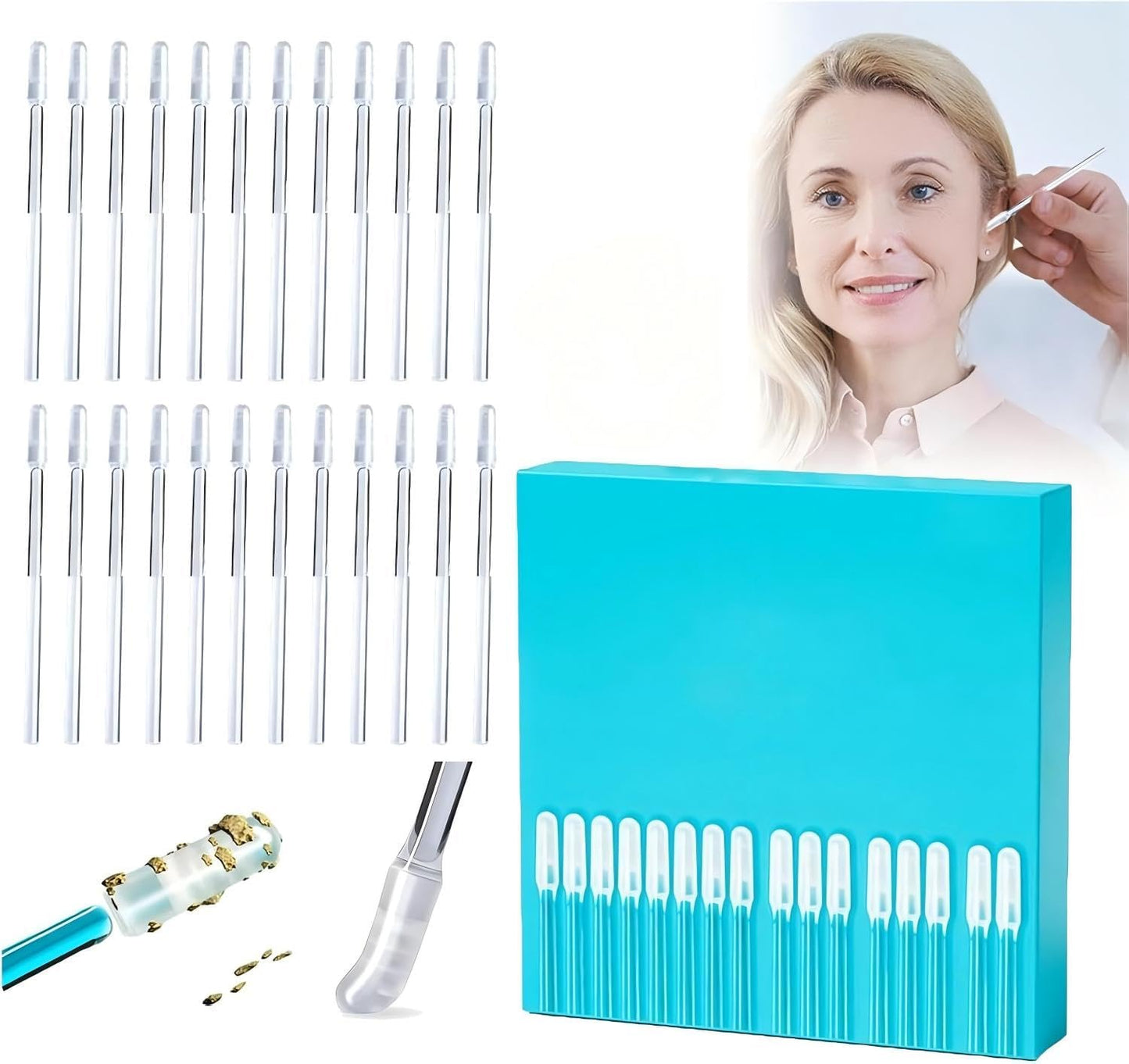 Reusable Earwax Removal Swabs - 48 Pack with Dust Cover Packaging | Effective Ear Cleaning Tools