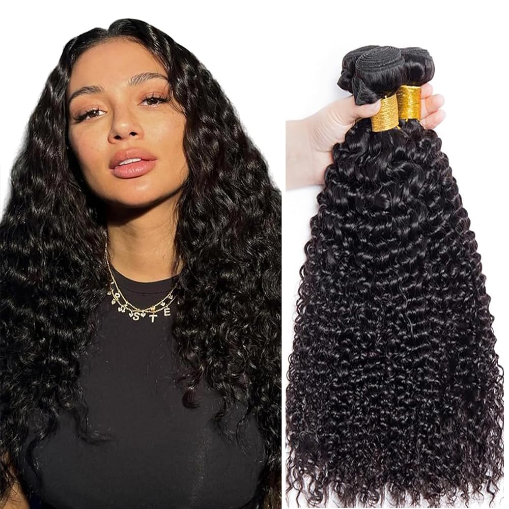 Water Wave Human Hair Bundles Water Wave Bundles Human Hair Color #1B Bundles Unprocessed Virgin Wet and Wavy Bundle 150g 14 16 18 Inch
