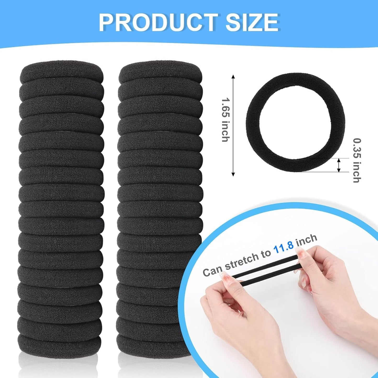 120PCS Black Hair Ties - Seamless Soft Ponytail Holders for All Hair Types | No Damage Elastics