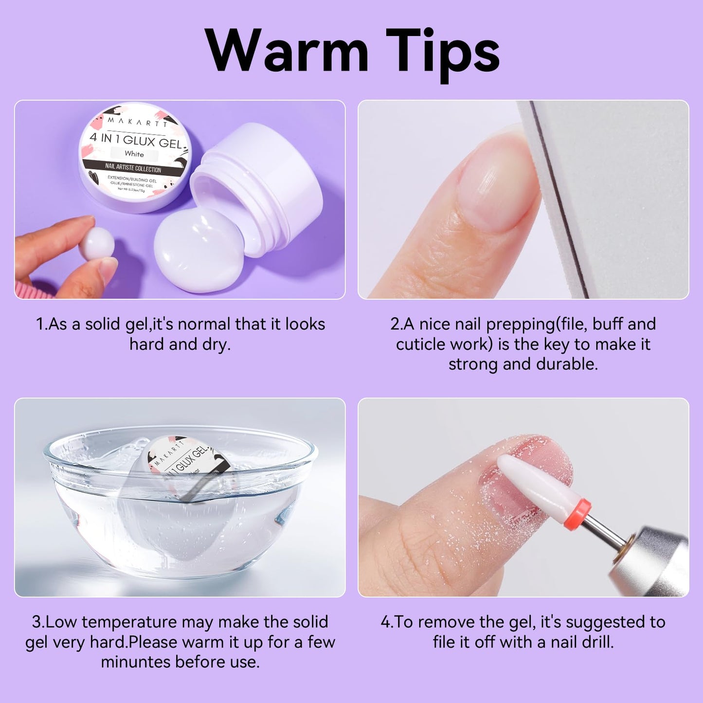 Makartt White 3d Gel Nail Art: 4-in-1 3d Nail Gel Sculpting Gels White Non-sticky for Extension, Shaping, 15ML Solid Builder Nail Gel for Nail Strengthen & Sculpture Gels for Nails Salon Home