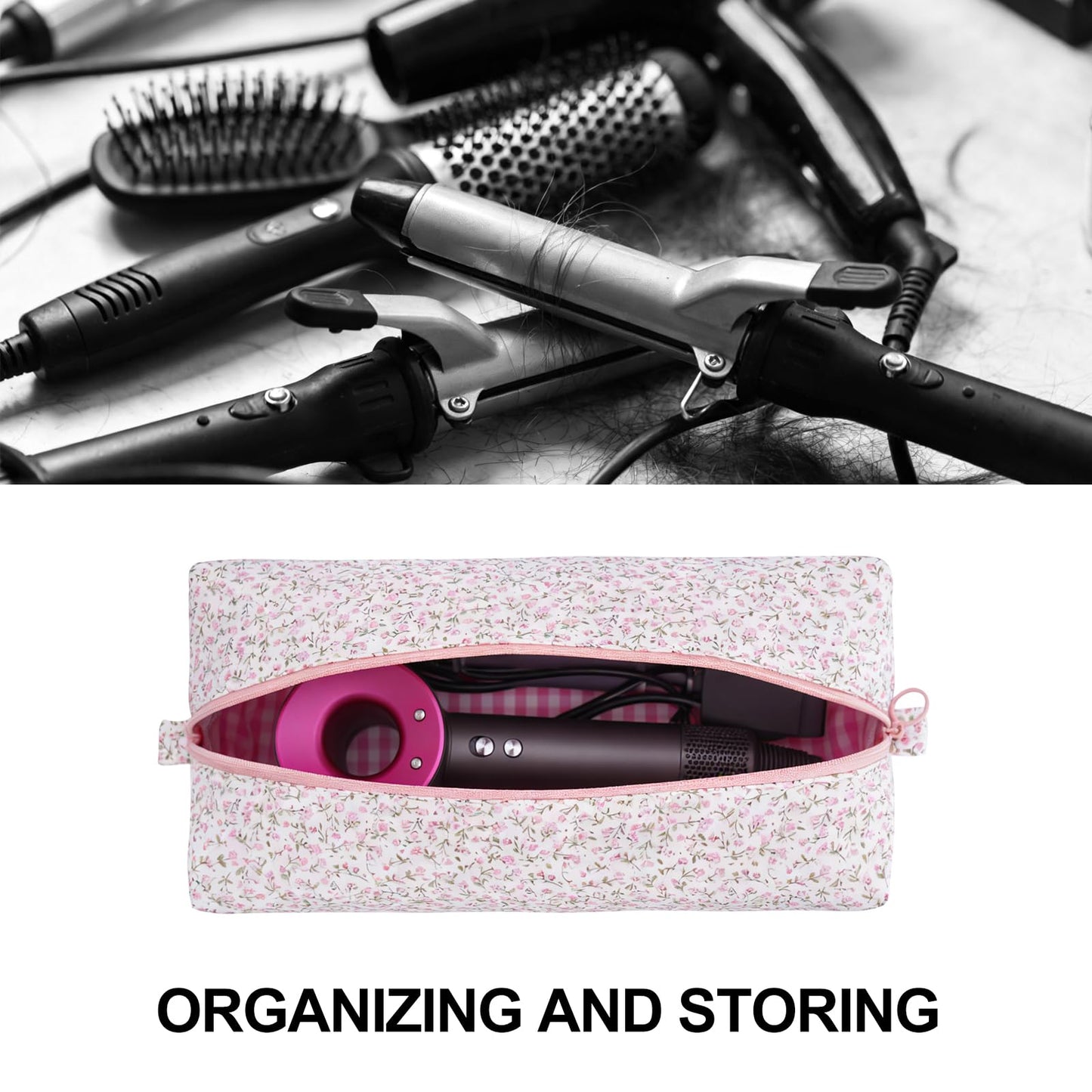 idoltimes Hair Tools Travel Bag, Quilted Hair Tools Organizer Compatible with Dyson Airwrap Styler