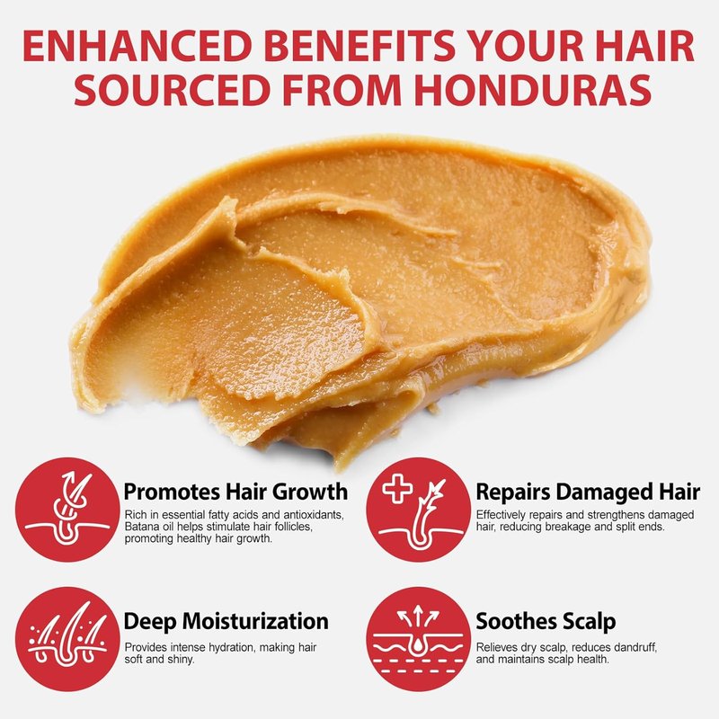 Batana Oil for Hair Growth - 100% Pure Raw Oil from Honduras - Moisturizes & Promotes Thickness for Men & Women