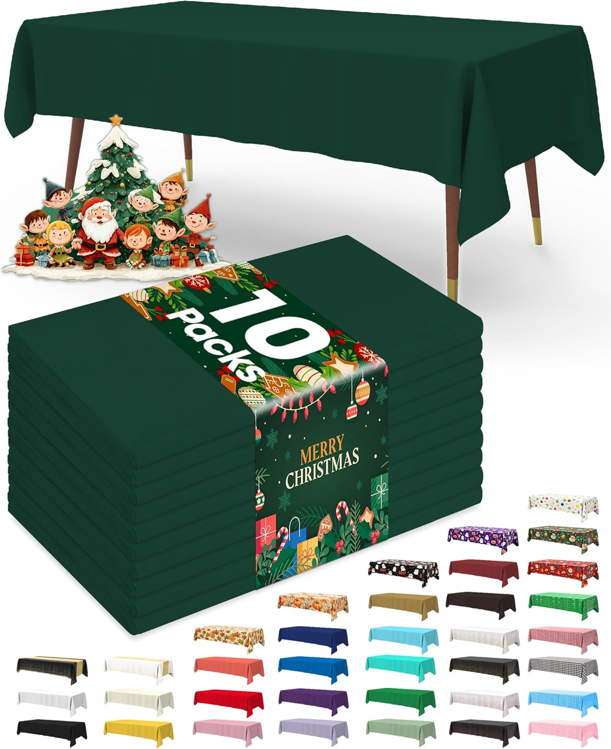 Plastic Table Cloths - 10 Pack Disposable 54 x 108 Inch for Parties, Picnics & Weddings | Rectangle White