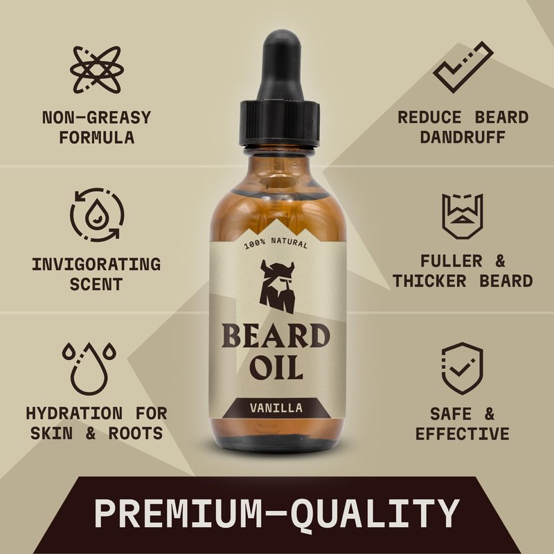 Striking Viking Beard Oil for Men - Naturally Derived Conditioner with Almond, Tea Tree, Argan & Jojoba Oil for Beard Growth, Softening & Moisturizing