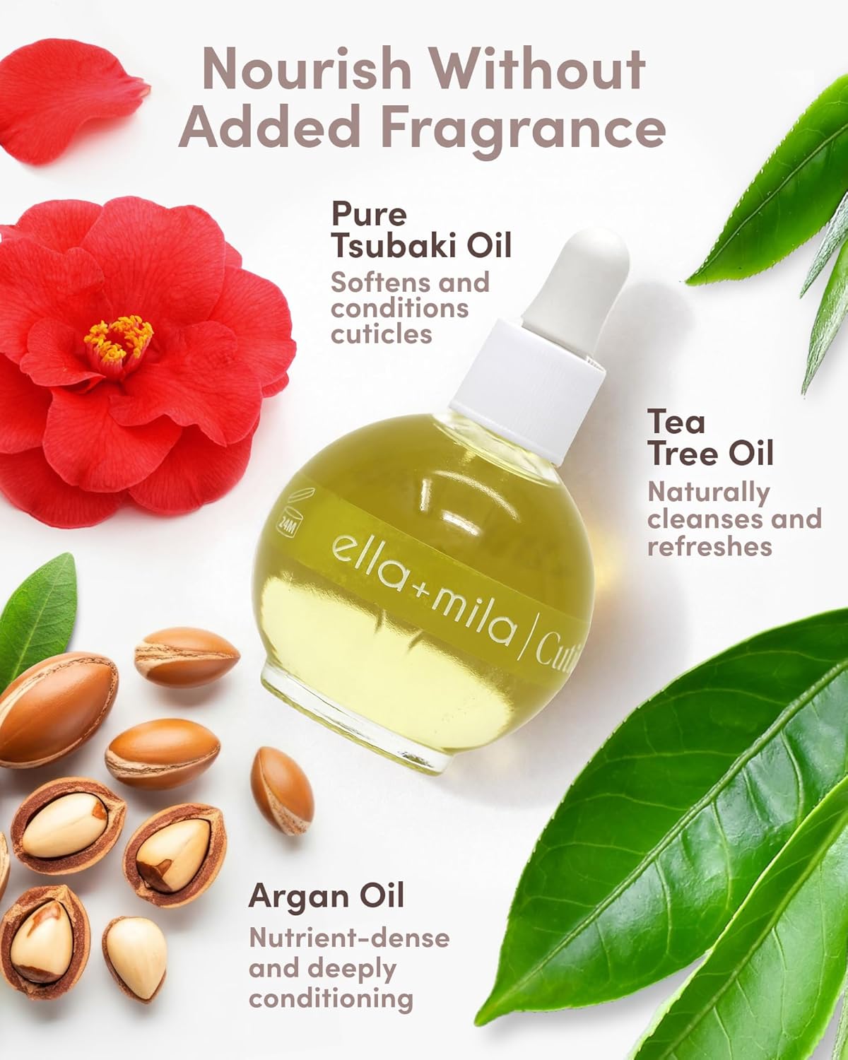 Fragrance-Free Cuticle Oil - Pure Tsubaki & Argan Nail Treatment | Vegan, 2.3 fl oz