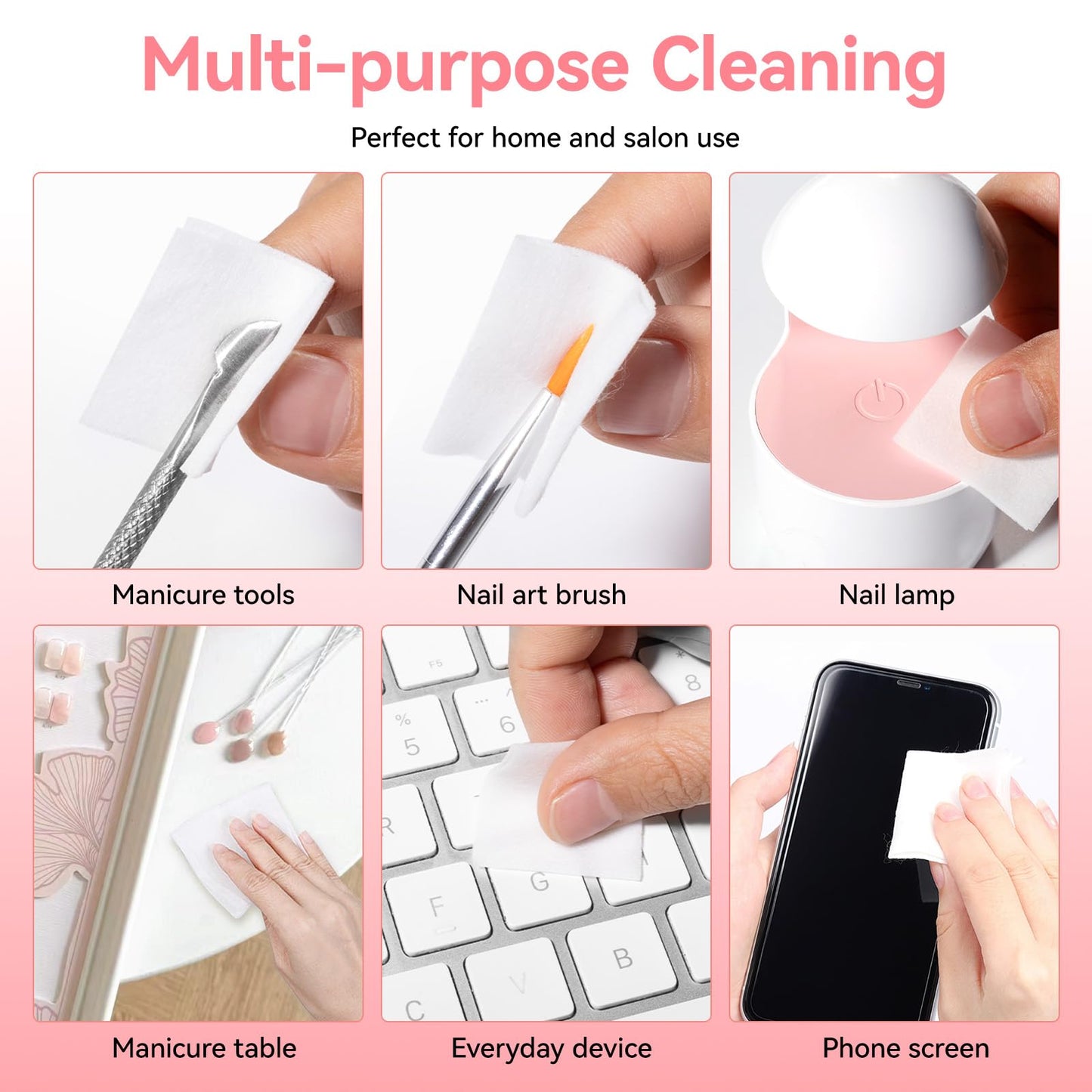 Nailshion Nail Prep Cleanser Pads, 200PCS Individually Wrapped & Lint-free